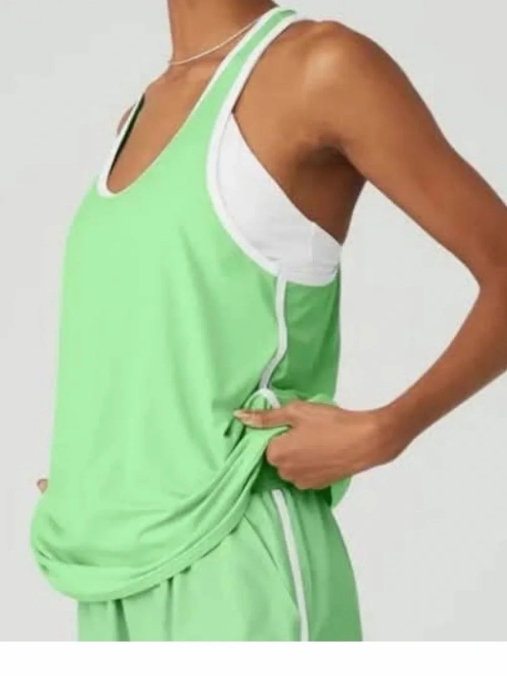 ALO Yoga Mint Green Tank with White Trim